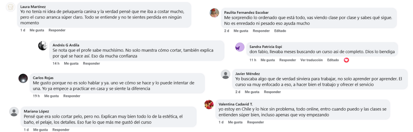 Testimonios curso corte perros