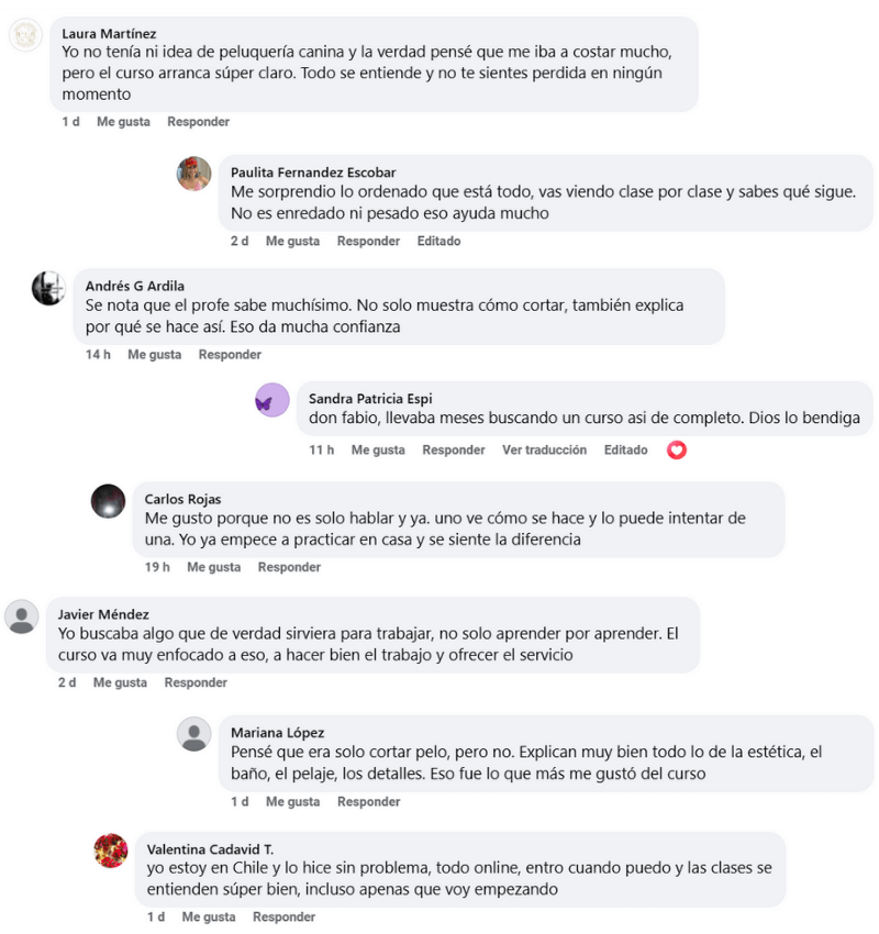 Testimonios curso corte perros